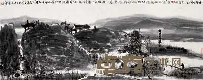 曾宓 1999年作 山居乐 画心 144×364cm